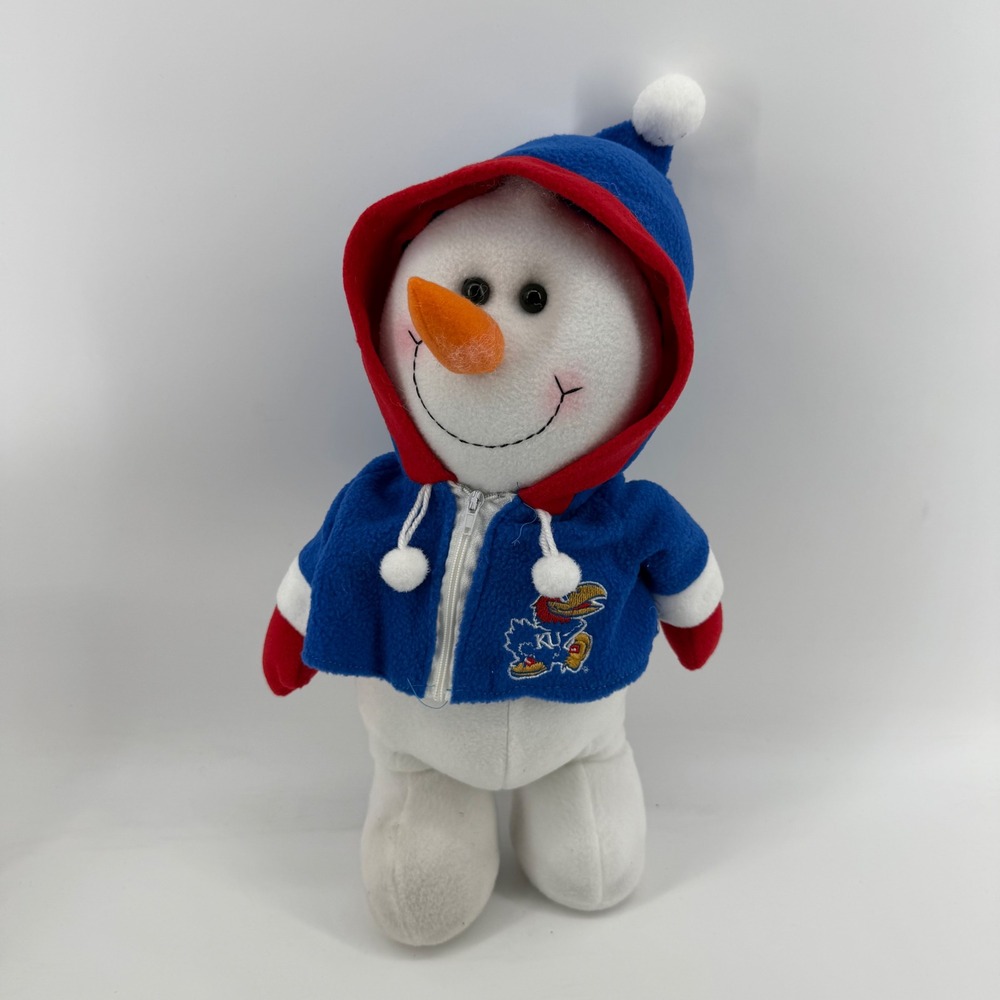 Kansas‎ Jayhawks Plush Snowman Hanna's Handiworks NCAA Blue Red Hoodie NWT